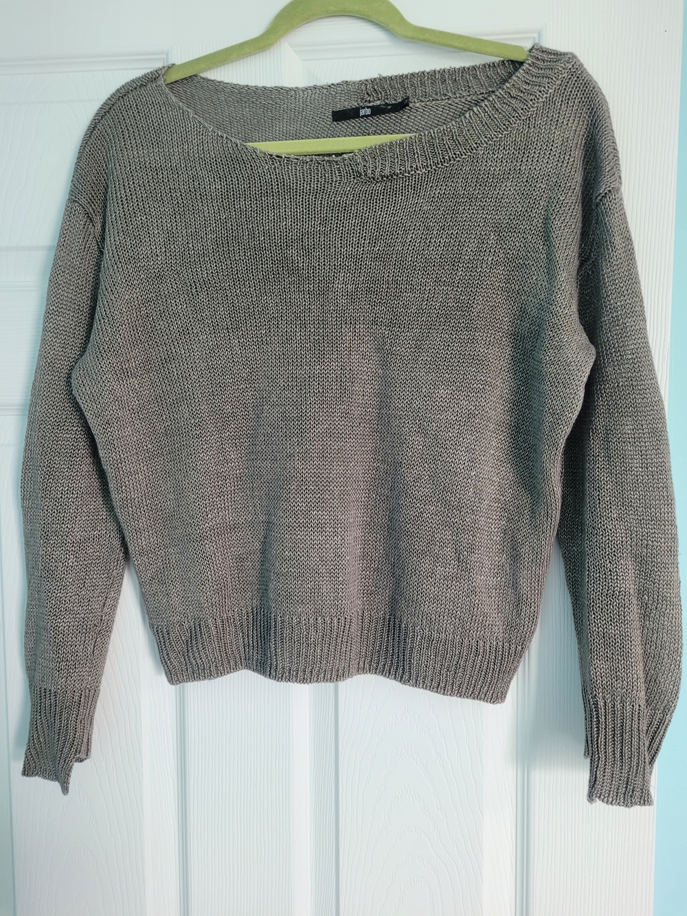 Jarbo Premium Linen Knit Greenish Grey Slight Cropped Sweater